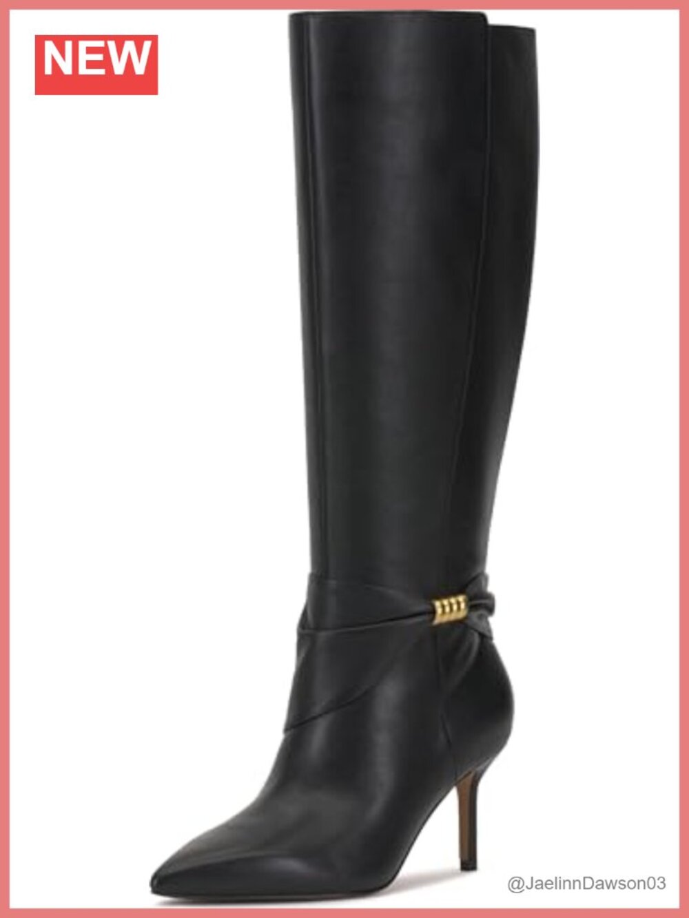 Knee High Stiletto Heel Pointed Toe Leather Zip Up Boots